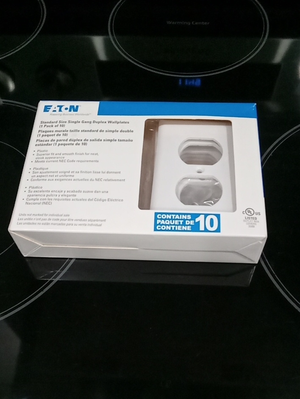 Eaton Standard Size Single Gang Duplex Wallplates - White (Pack of 10)